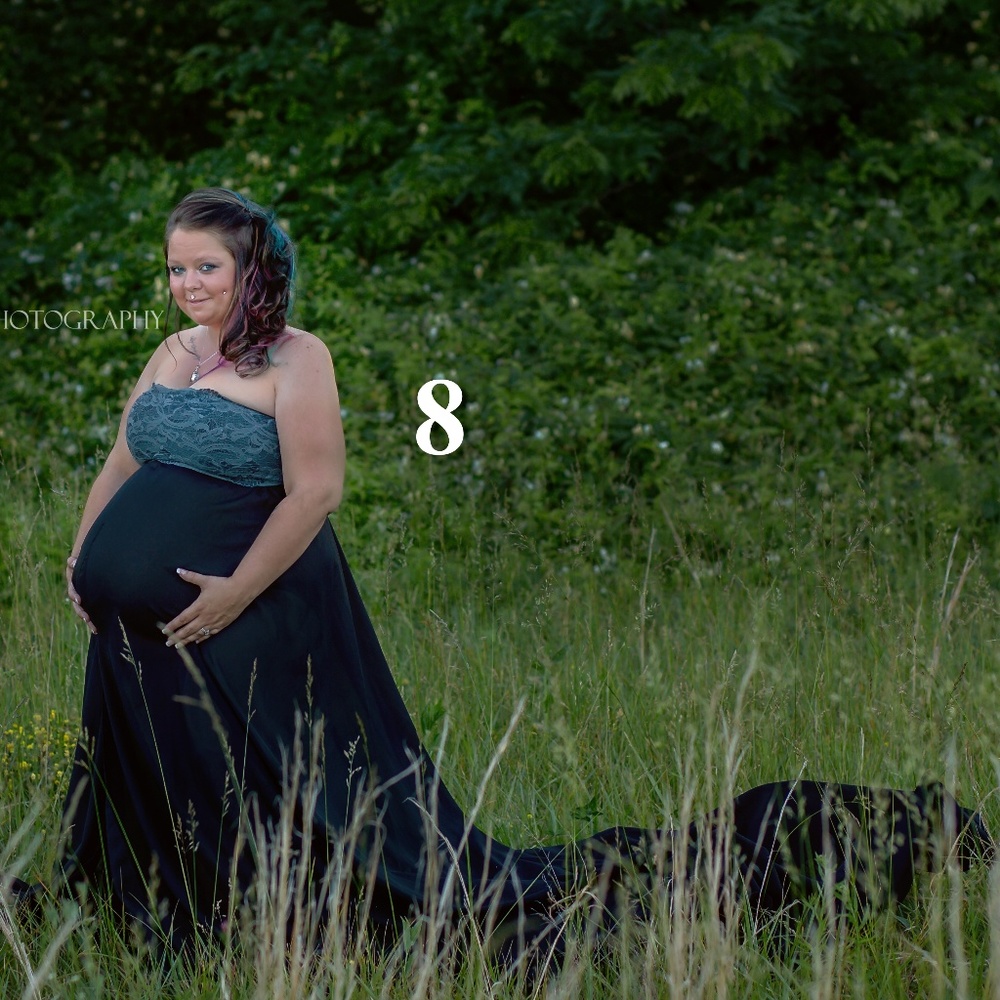 Black and Gray Long Train Maternity Gown